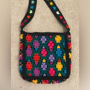 “Handmade”Needlepoint-Multicolored Crossbody Bag:”Gorgeous & Elegant!”